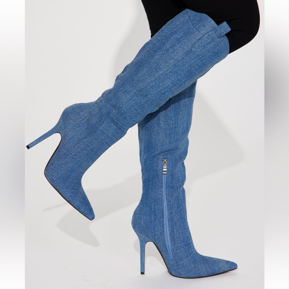 Jean heeled boot